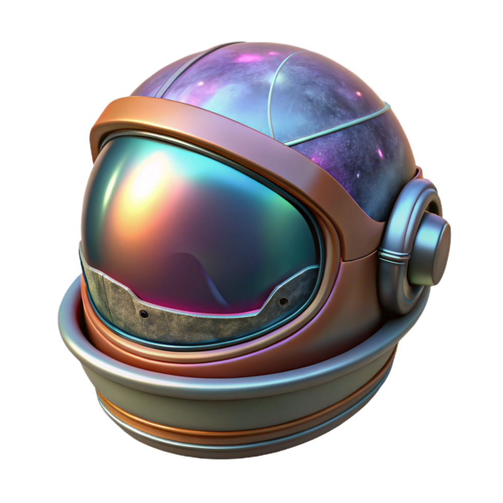 vibrant traditional Cosmic Traveler Helmet with Reflections Transparent Background genuine png