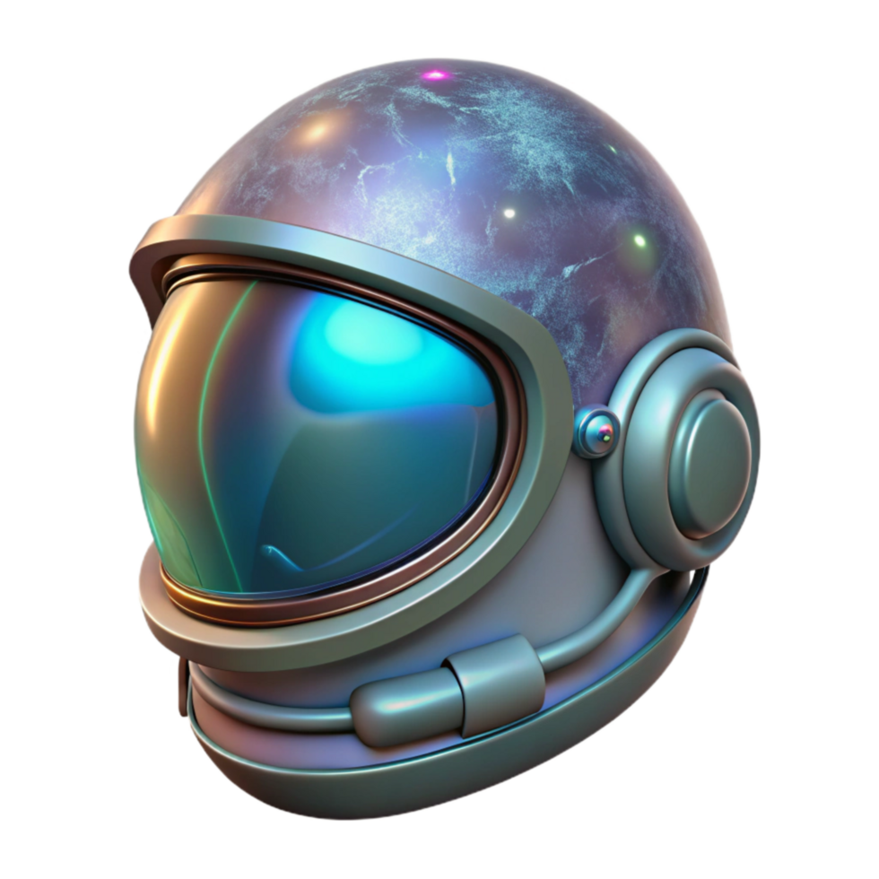 impressive rustic Cosmic Traveler Helmet with Reflections Transparent Background png