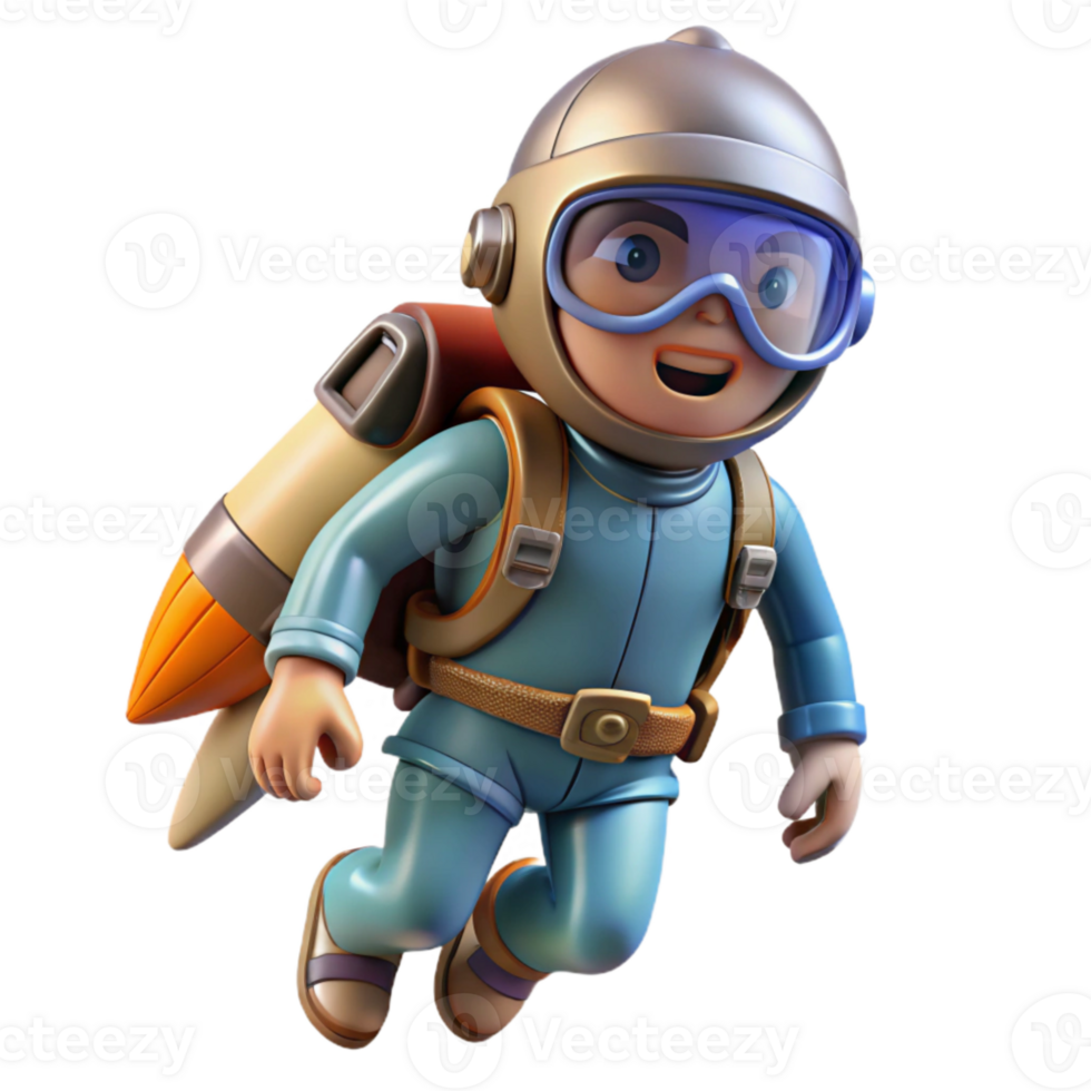 wonderful minimalist Cosmic Traveler with Jetpack Cutout on Transparent Background high resolution png