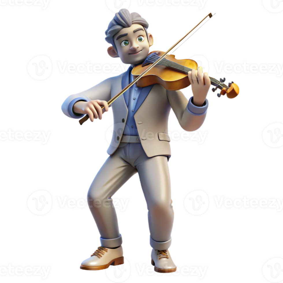 vibrant abstract Cosmic Violinist Isolated with Dynamic Pose professional png