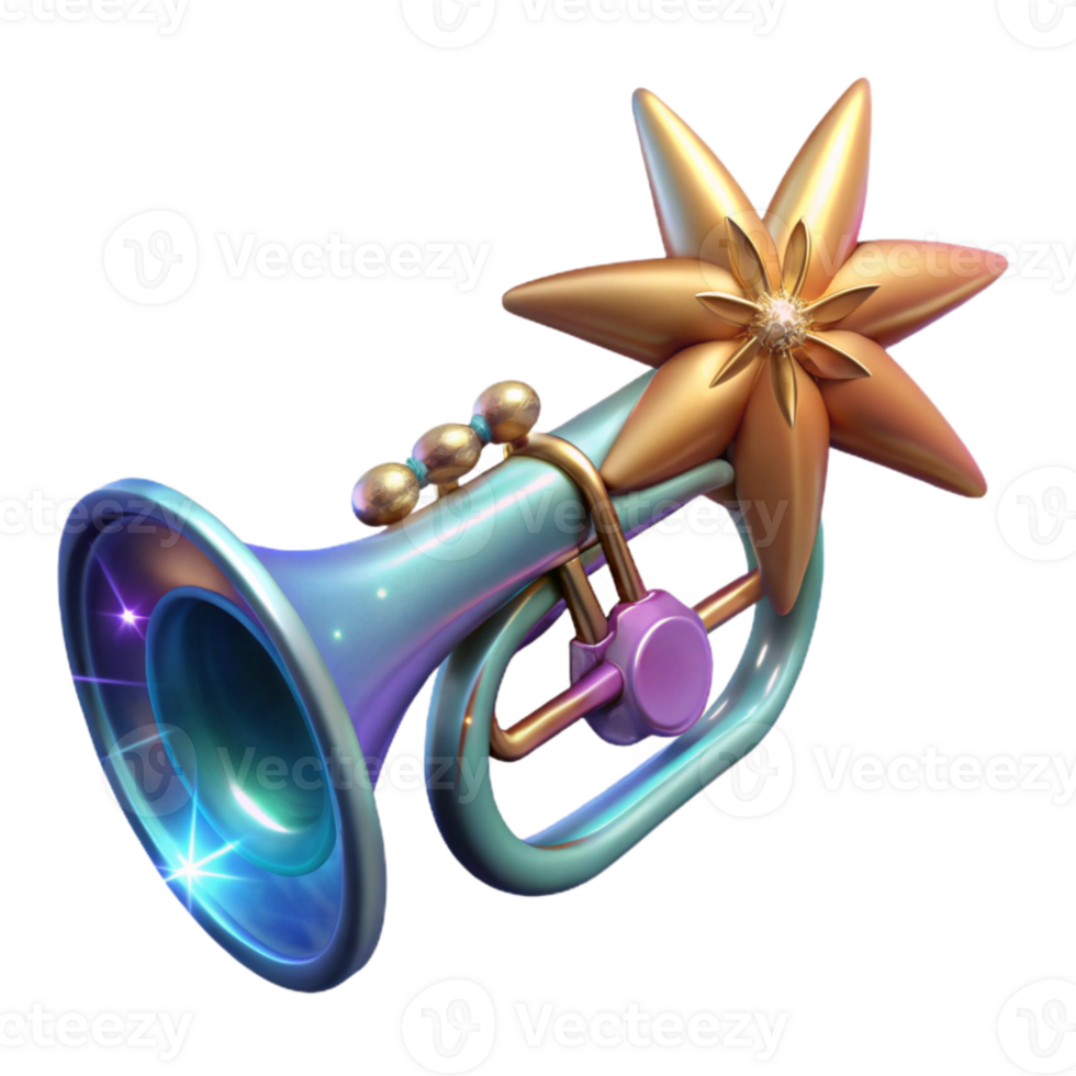 elegant vintage Cosmic Trumpeter Cutout with Bright Starburst detailed png