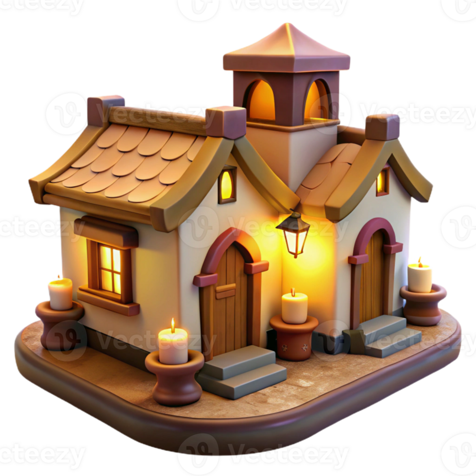 dramatic modern Cozy Vespera Village with Warm Lights Isolated premium png
