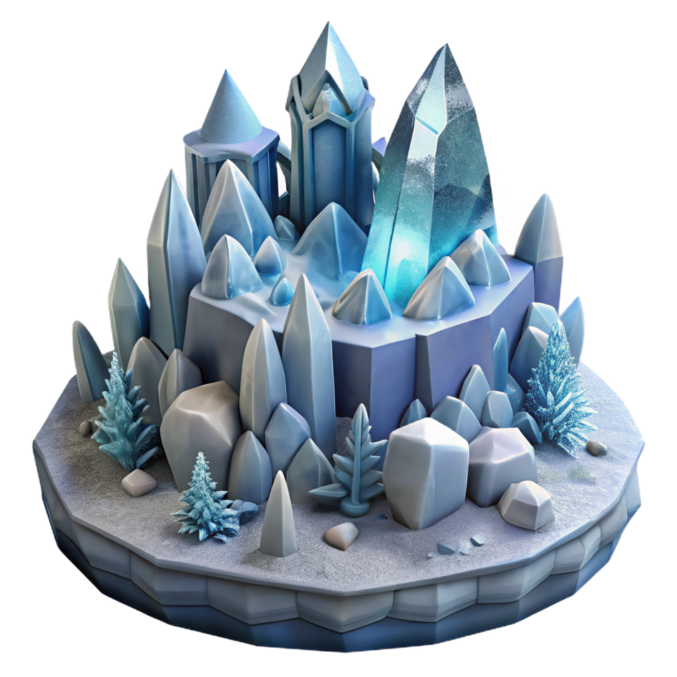 dramatic minimalist Crystal Colony Cutout Intricate Design Transparent Winter Scene exclusive png