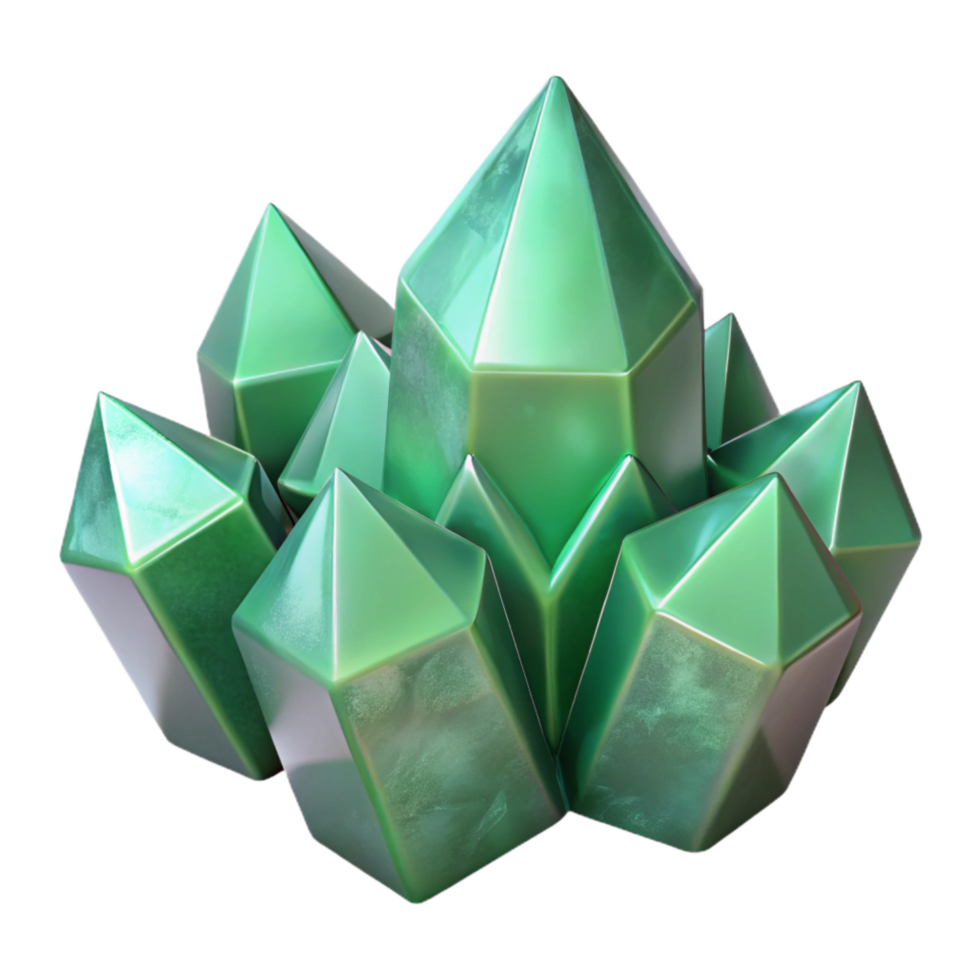 elegant contemporary Crystallized Geometric Shapes Transparent Background Soft Edges Green Tint premium png