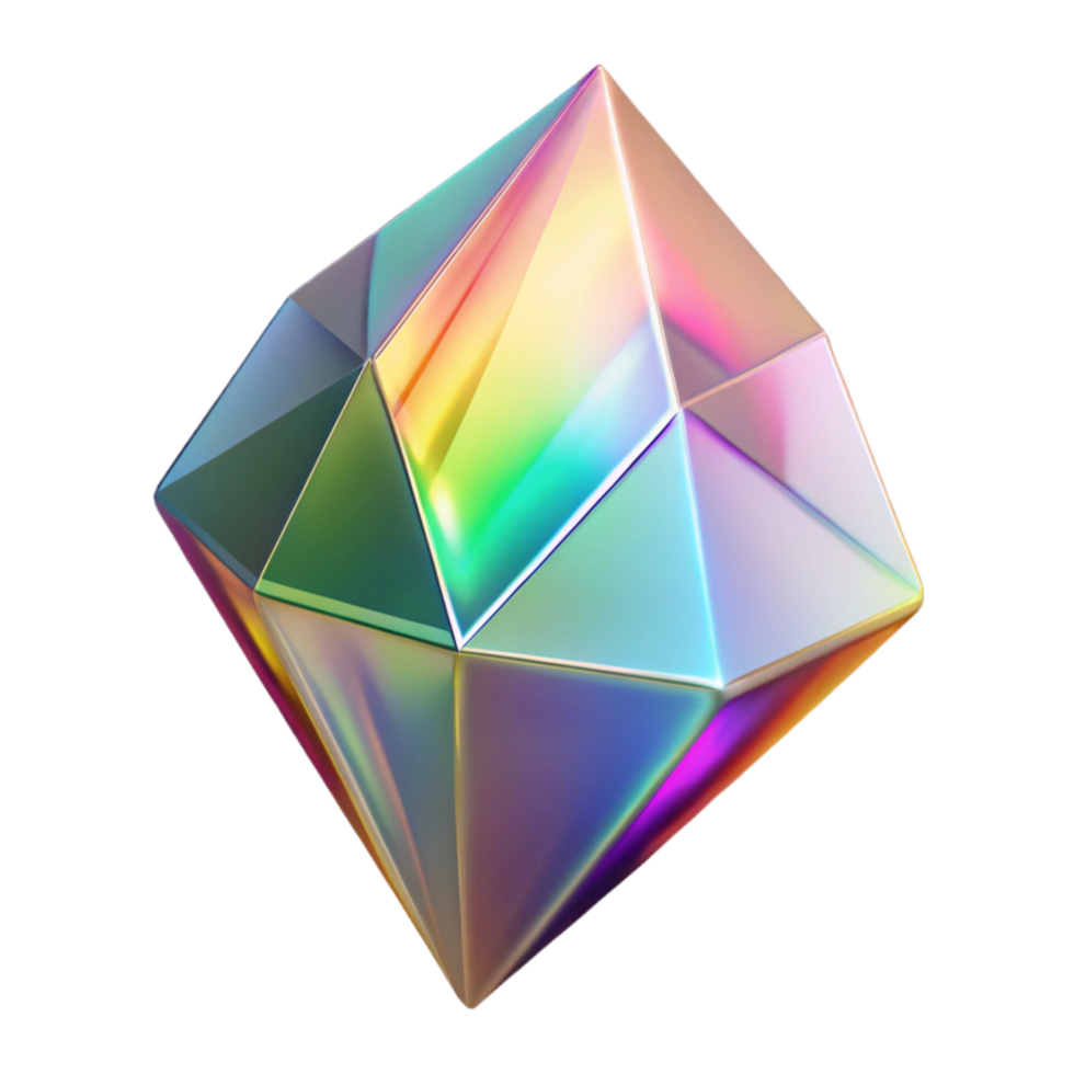 elegant artistic Crystal Refraction Isolated Sparkling Rainbow Hues premium png