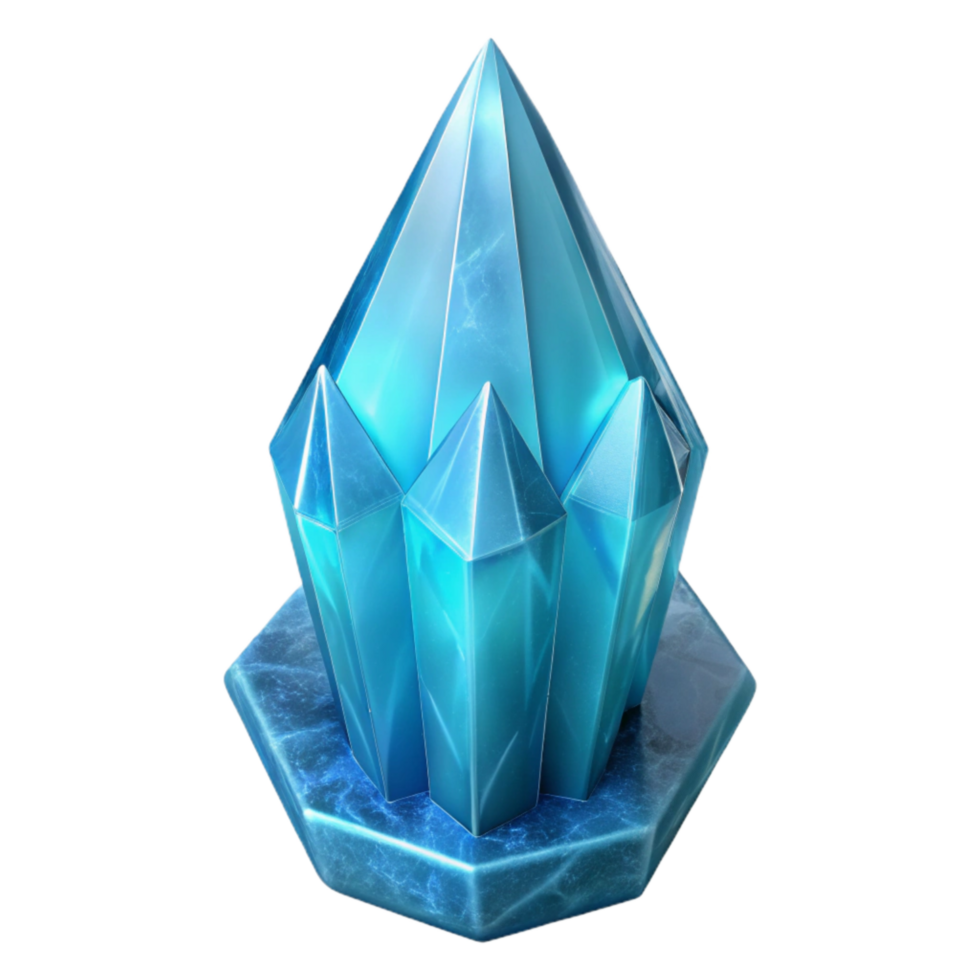 extraordinary creative Crystal Spire Cutout Icy Blue Transparent Background high quality png