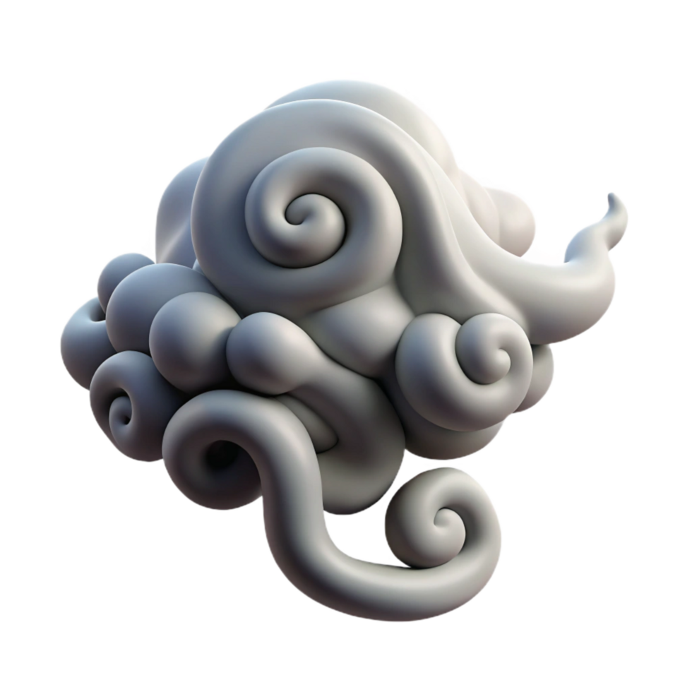 serene abstract Curling Smoke Tendrils Grey Isolated Element authentic png