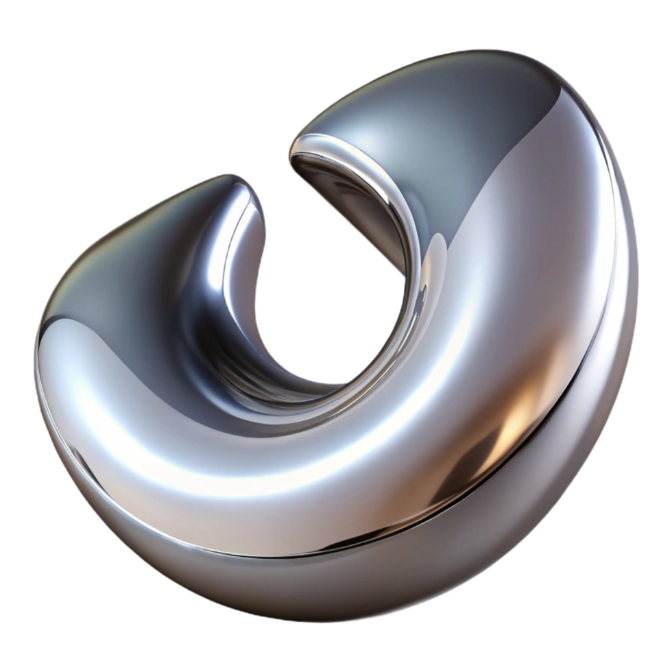 serene traditional Curved Chrome Reflection Isolated Element premium png
