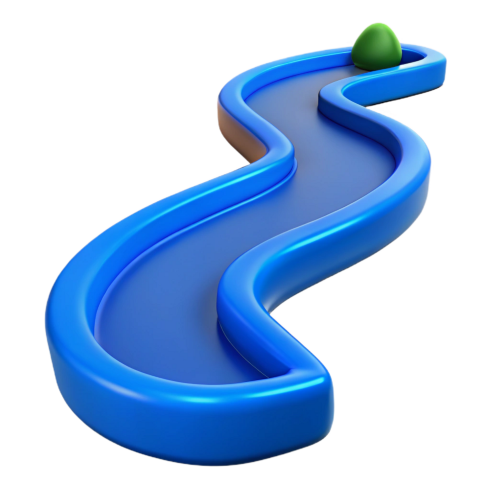 dramatic abstract Curving River Path Blue Isolated Transparent Background exclusive png