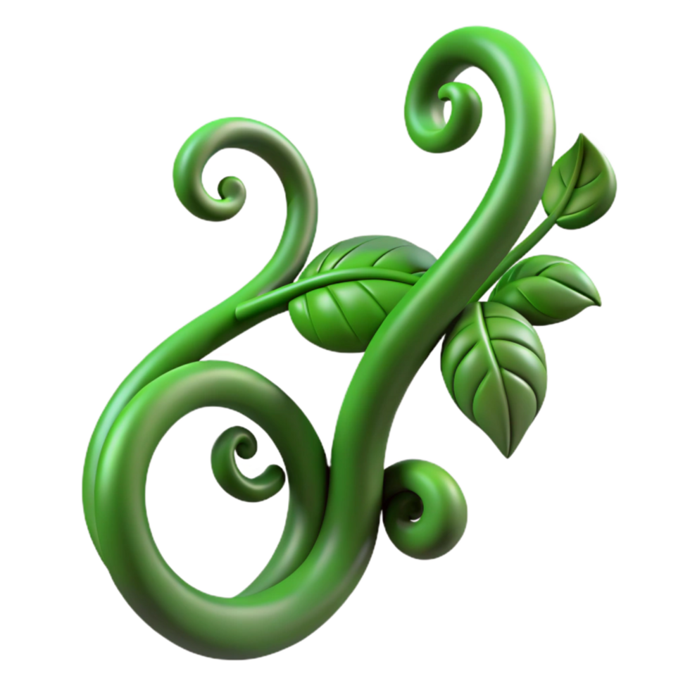 beautiful modern Curving Vine Design Green Isolated Transparent Background genuine png