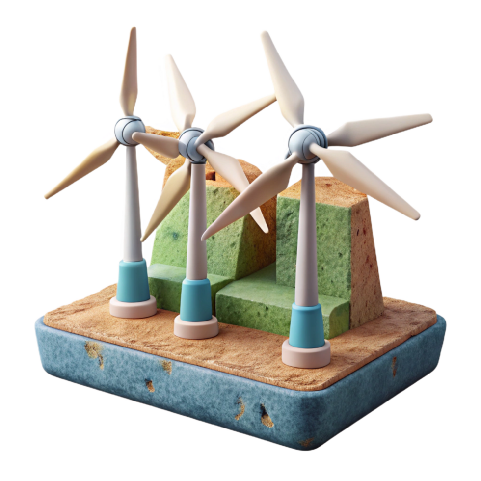 magnificent rustic Cutout Aerthys Wind Farm Transparent Background Side View premium png