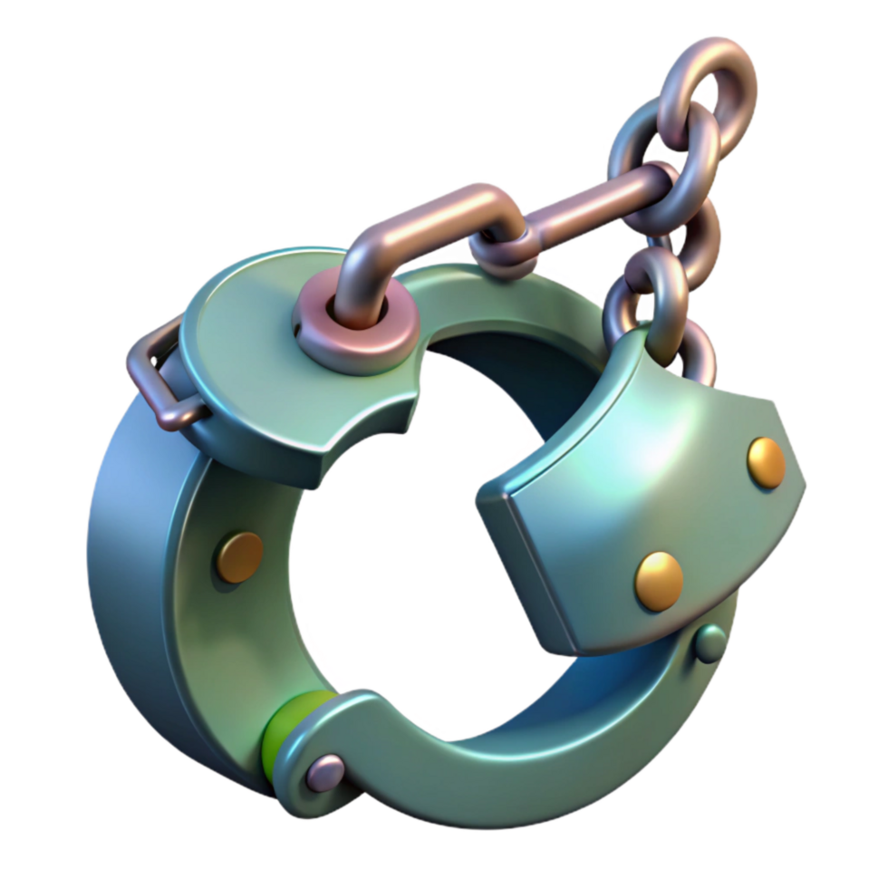 magnificent rustic Cutout of a Handcuff with Chain and Locking Mechanism exclusive png