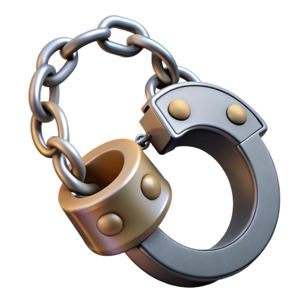 magnificent modern Cutout of a Handcuff with Chain and Locking Mechanism premium png