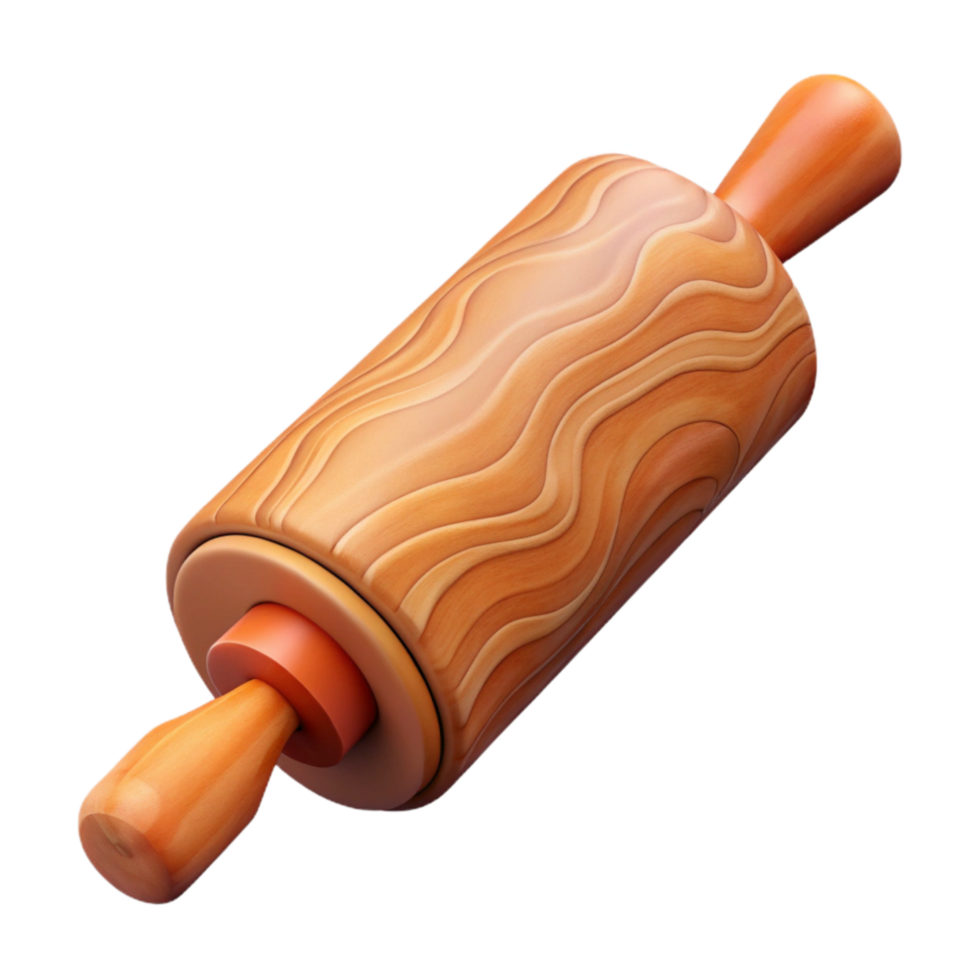 vibrant rustic Cutout of a Rolling Pin with Wooden Handles detailed png