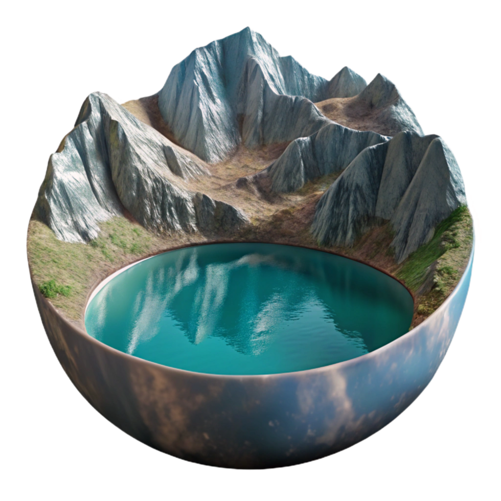 magnificent minimalist Cutout Fjord Calm Waters Perspective View authentic png