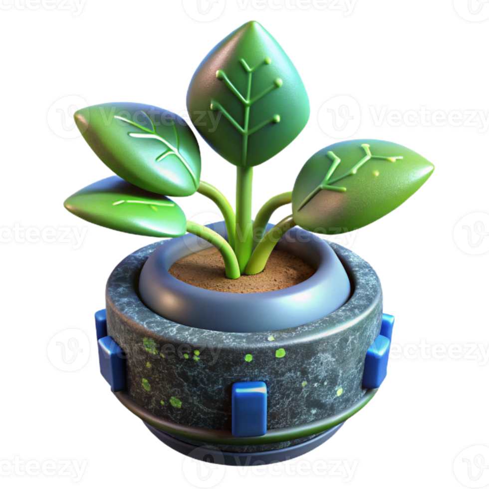 dramatic traditional Cybernetic Plant Growth Cutout Front View authentic png