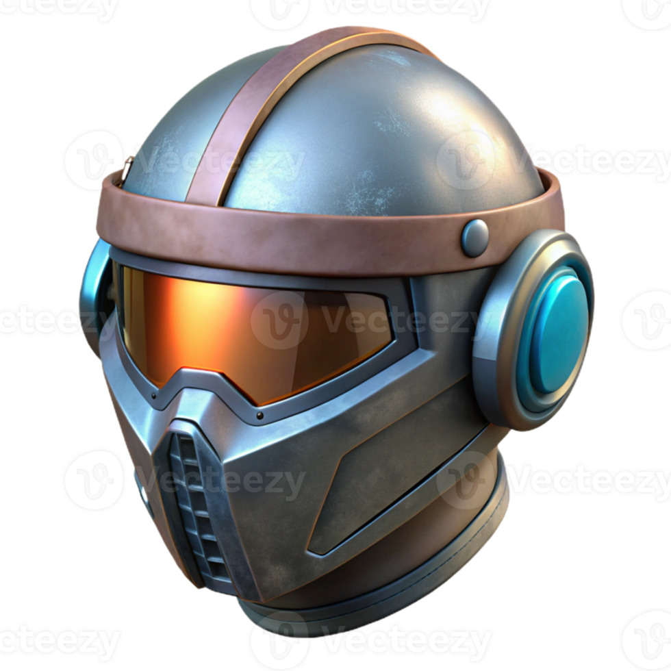 elegant abstract Cyberpunk Helmet with Visor Isolated authentic png