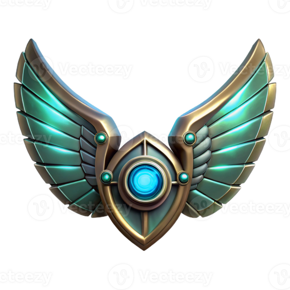 serene traditional Cyberpunk Mechanical Wings Illuminated Cutout premium png