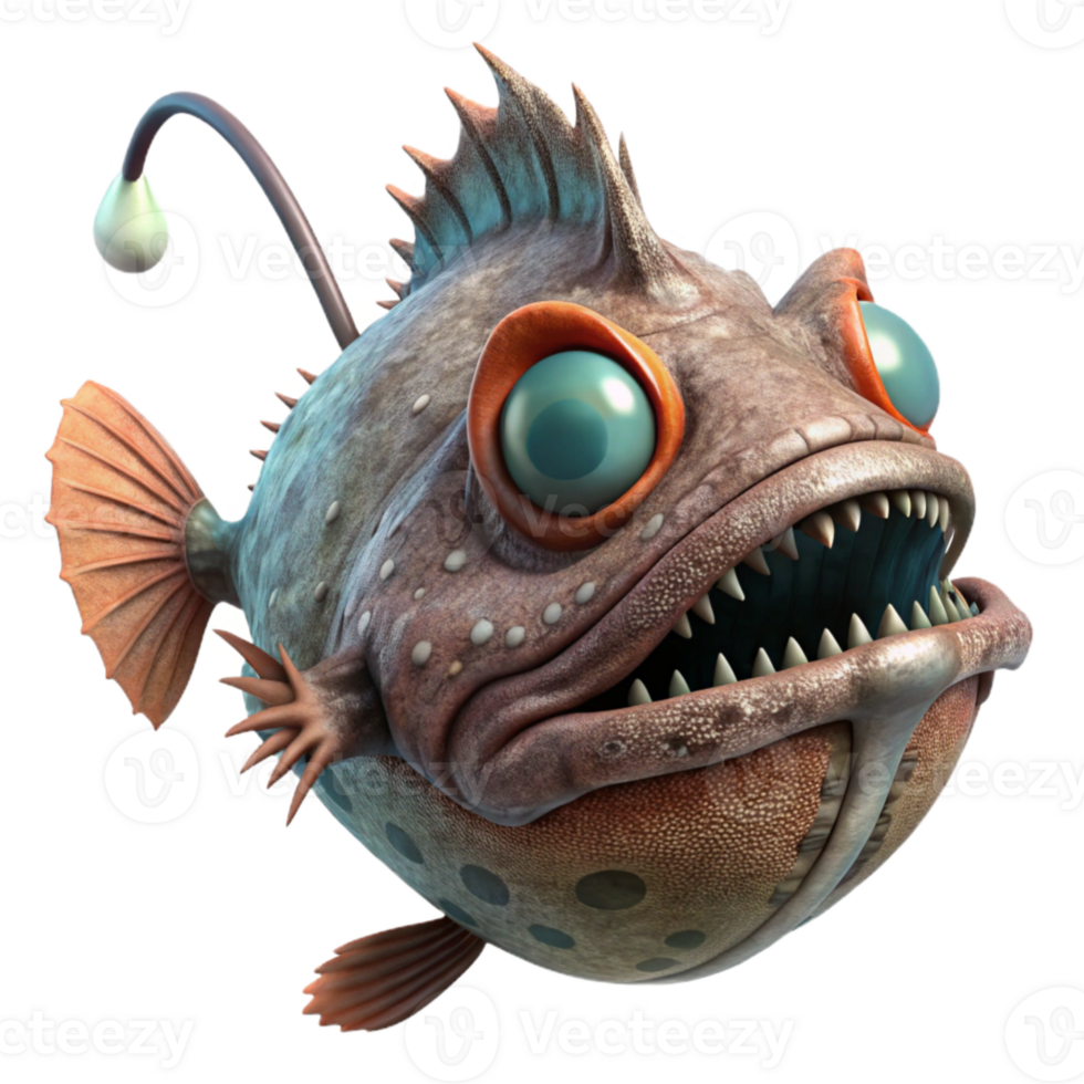 impressive creative Detailed Anglerfish Isolated on Transparent Background premium png