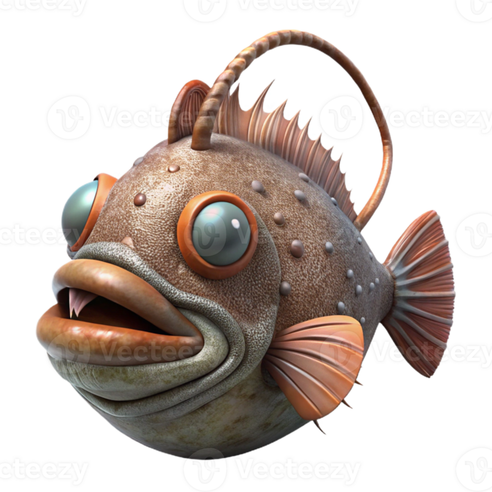 beautiful artistic Detailed Anglerfish Isolated on Transparent Background professional png