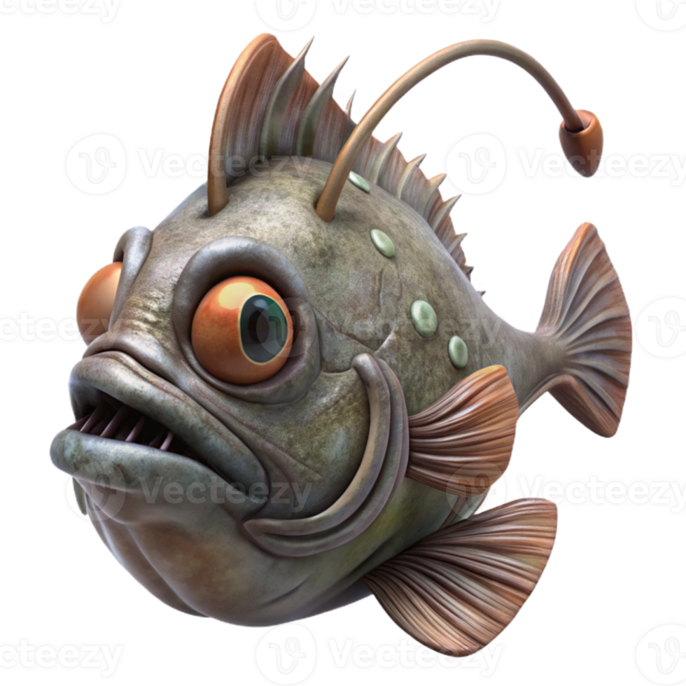 extraordinary artistic Detailed Anglerfish Isolated on Transparent Background authentic png
