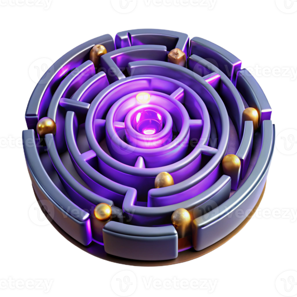 serene rustic Detailed Luminari Labyrinth Transparent Background with Purple Lights exclusive png