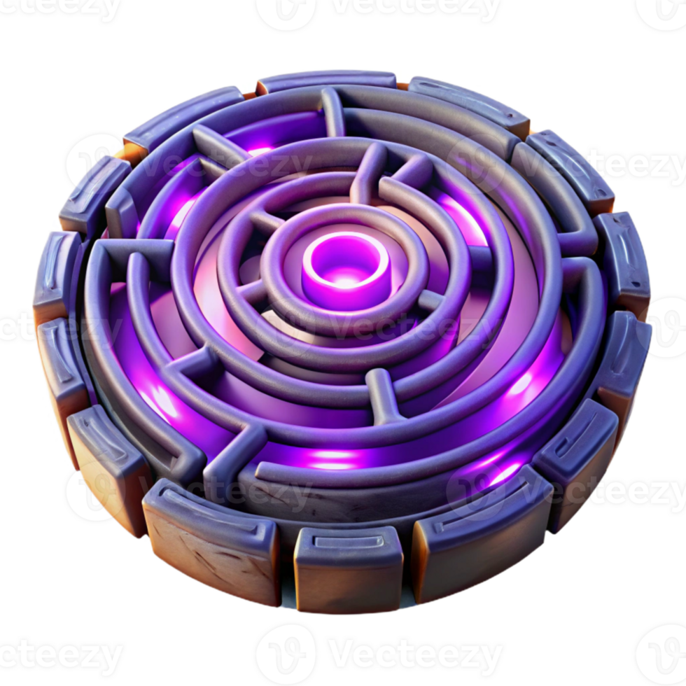 impressive traditional Detailed Luminari Labyrinth Transparent Background with Purple Lights high quality png