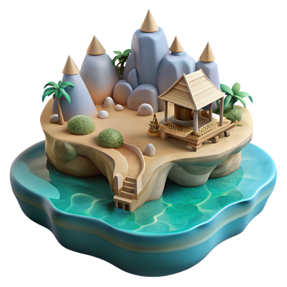 magnificent classic Dreamlike Lake Island Cutout with Soft Lighting png