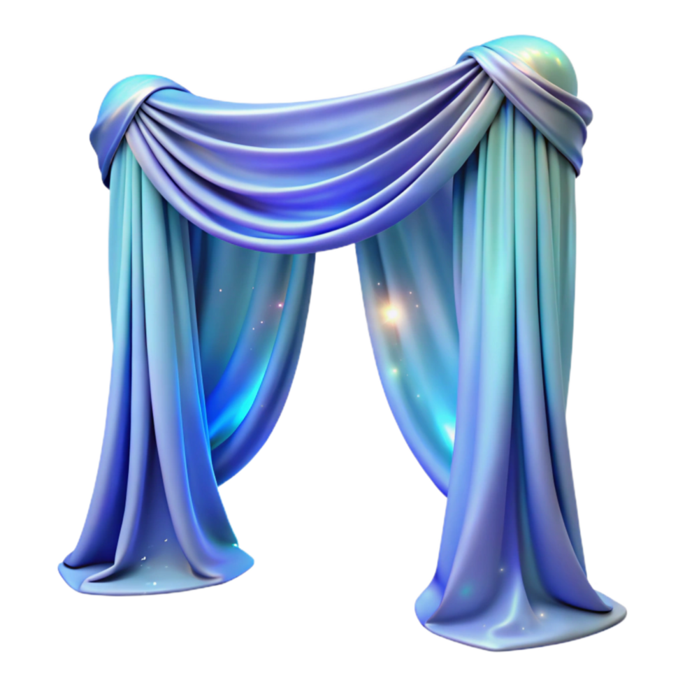 wonderful minimalist Dreamy Auroral Drapes Transparent Background Blue Tint genuine png
