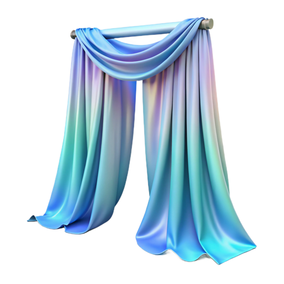 elegant contemporary Dreamy Auroral Drapes Transparent Background Blue Tint premium png