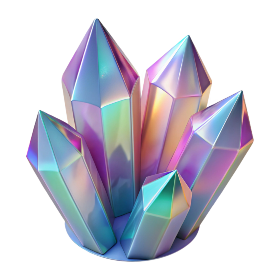 dramatic creative Dreamy Crystallized Shapes Isolated with Transparent Background Violet Glow professional png