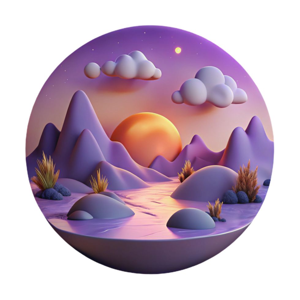 impressive creative Dreamy Dusk Landscape Cutout with Purple Hues genuine png
