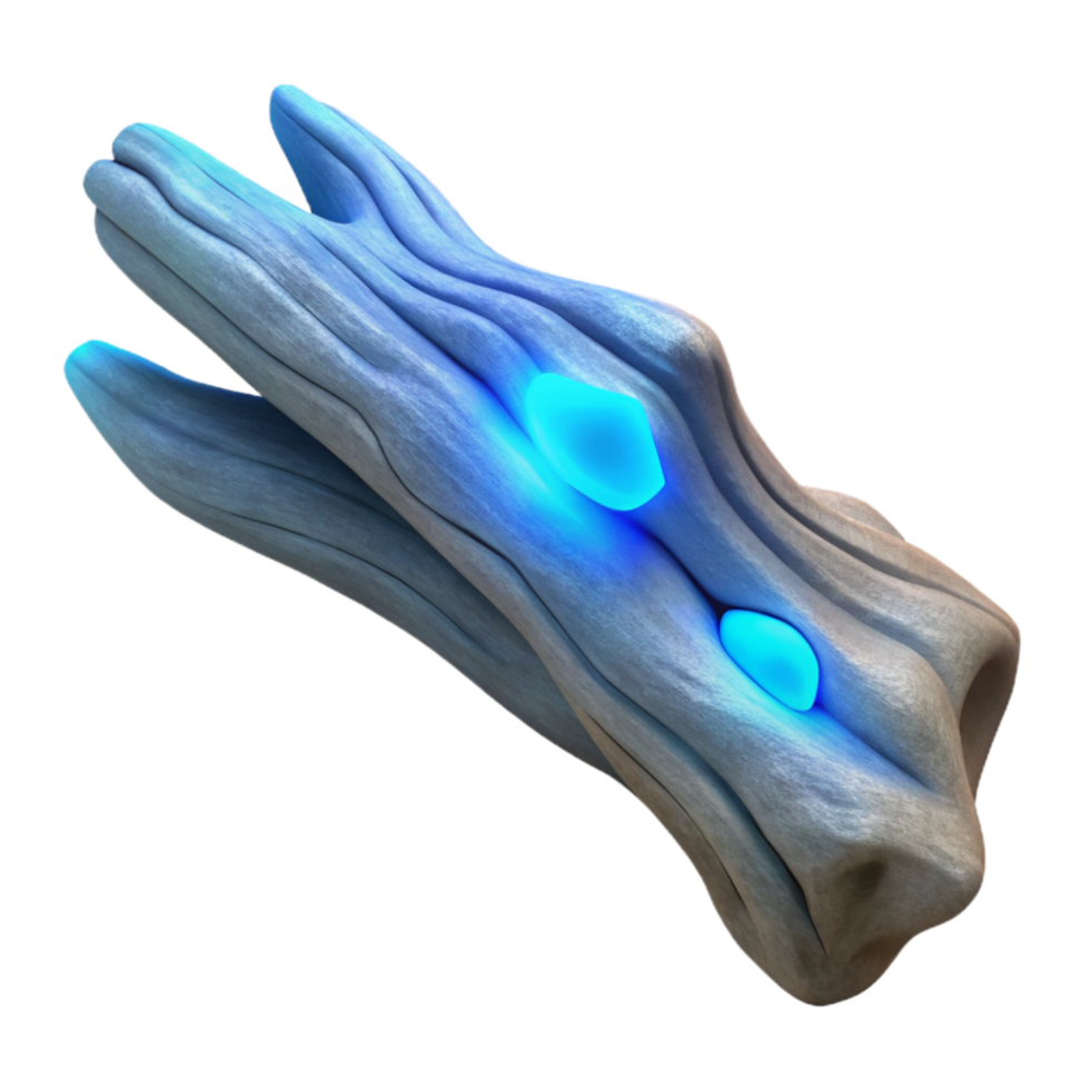 magnificent traditional Driftwood with Soft Blue Luminescence Isolated Element detailed png