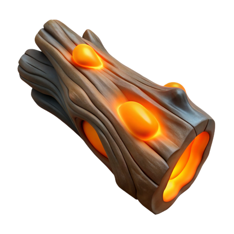 elegant modern Driftwood with Orange Luminescence Isolated authentic png