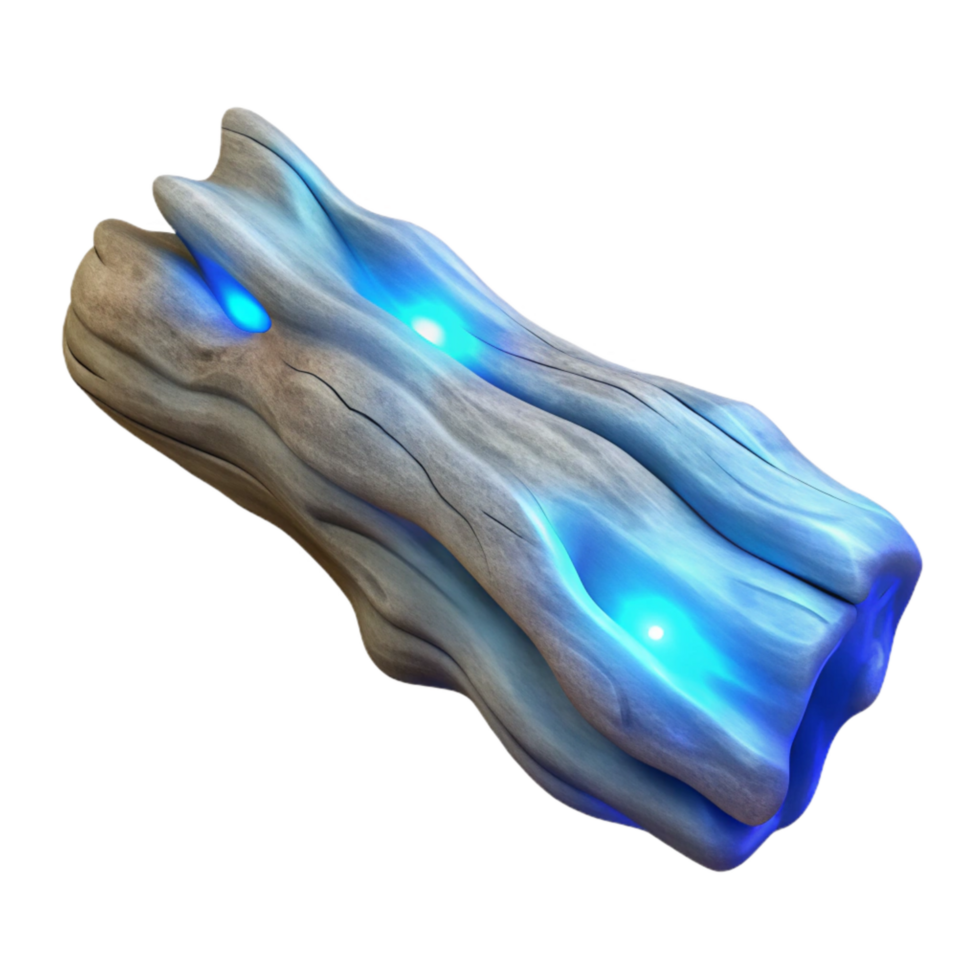 extraordinary rustic Driftwood with Soft Blue Luminescence Isolated Element professional png