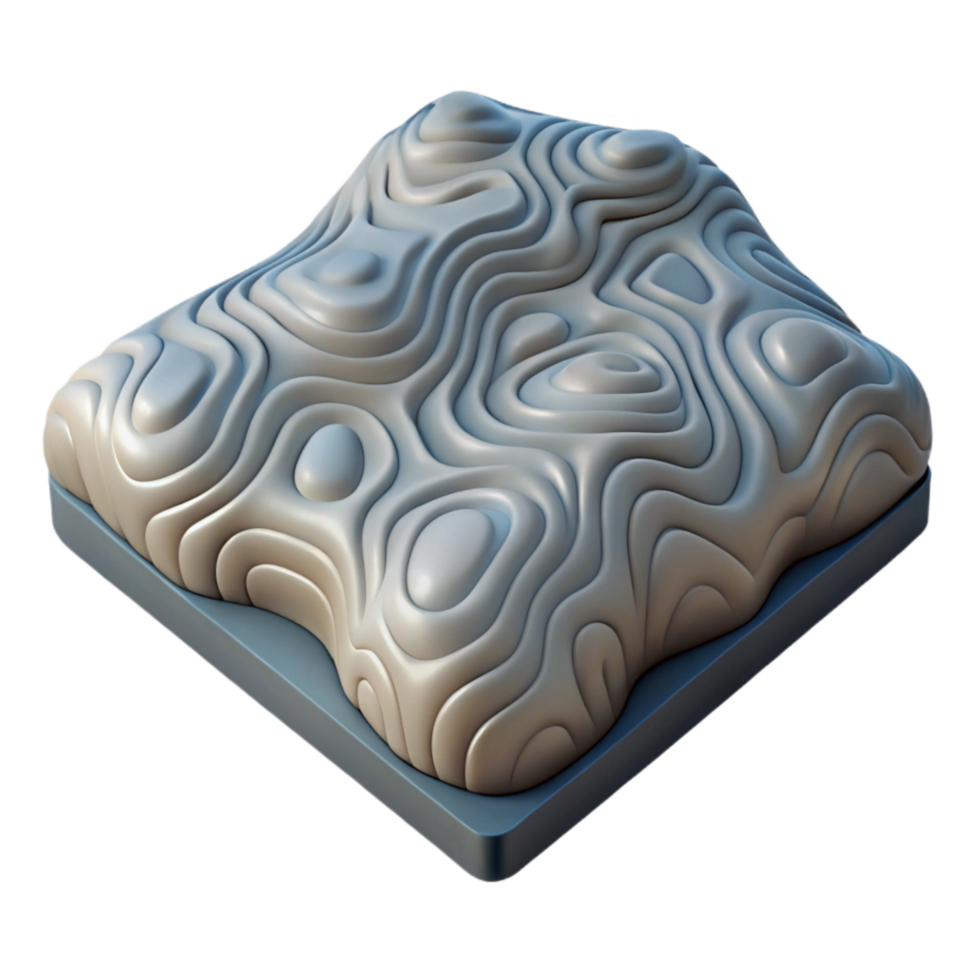 vibrant contemporary D Topographic Model Isolated on Transparent Background Angled View high quality png
