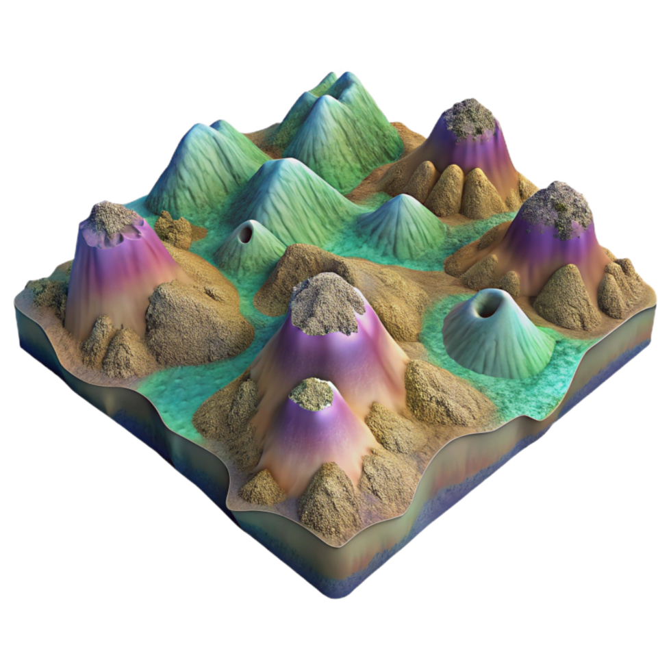 magnificent vintage D Spectral Terrain Model Cutout with Realistic Textures png