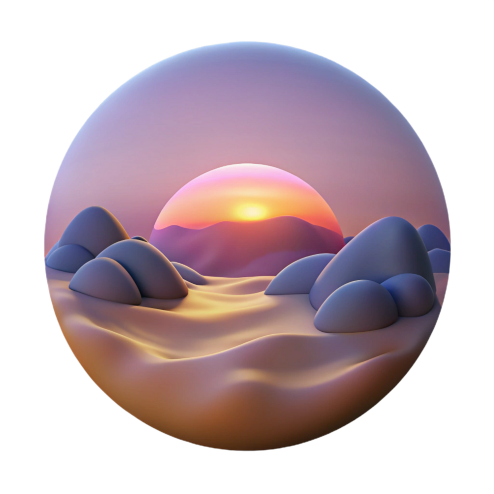vibrant classic Dusk Landscape with Distant Hills Cutout Transparent Background authentic png