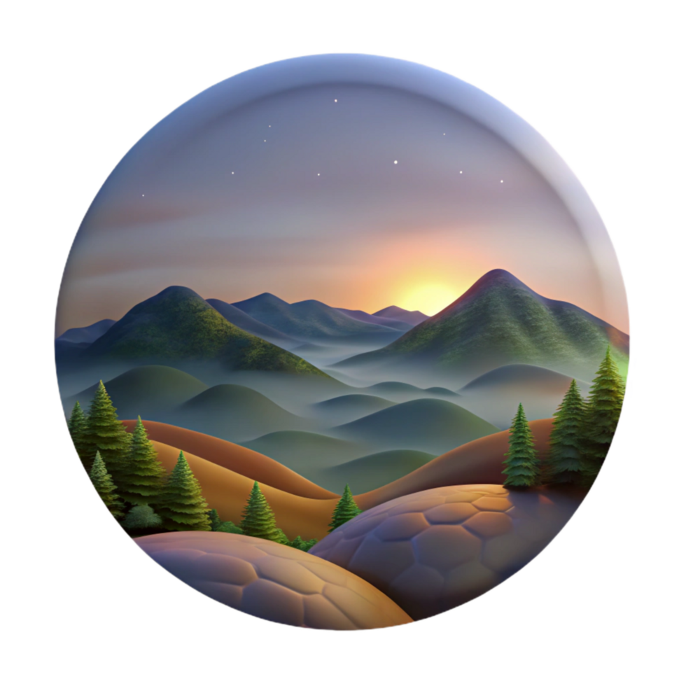 wonderful creative Dusk Landscape with Distant Hills Cutout Transparent Background high resolution png