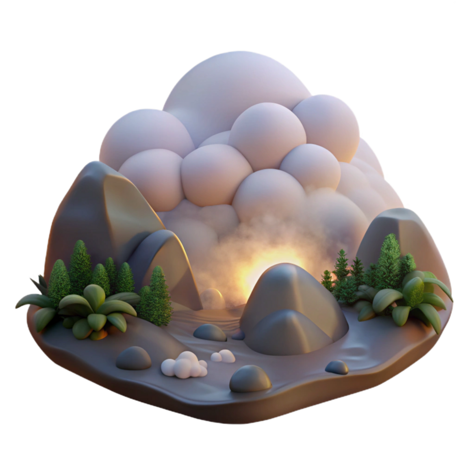 dramatic traditional Dusk Landscape with Fog Cutout Element genuine png