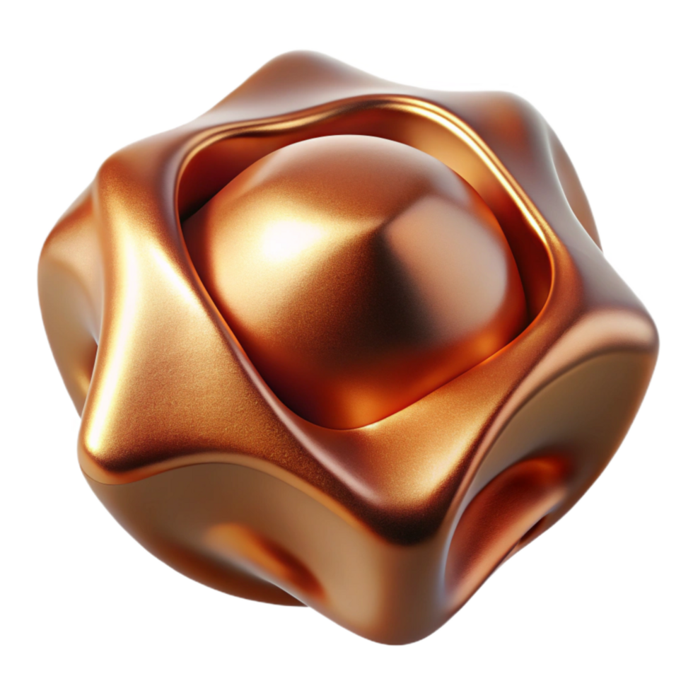 vibrant abstract Dynamic Alloy Form Cutout Copper with Reflections professional png
