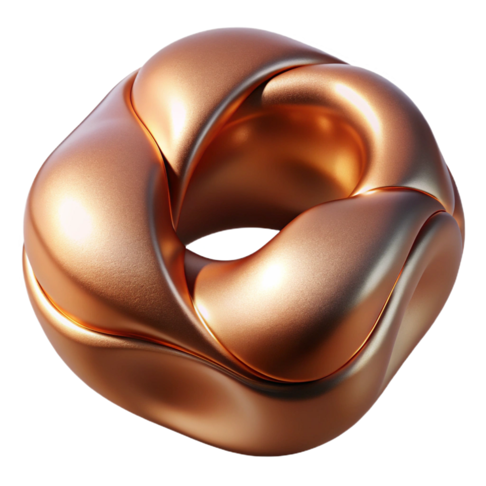 impressive artistic Dynamic Alloy Form Cutout Copper with Reflections premium png