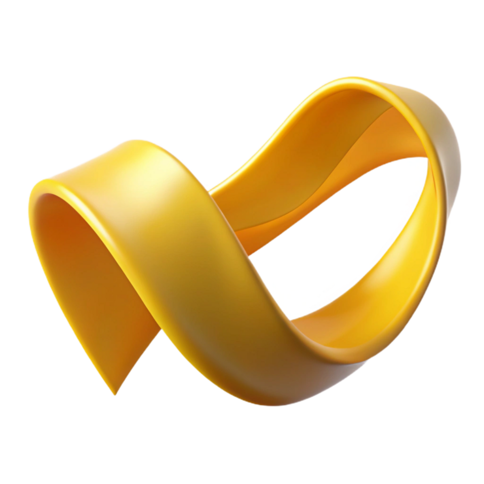 beautiful creative Dynamic Ribbon Wave Yellow Cutout on Transparent Background professional png