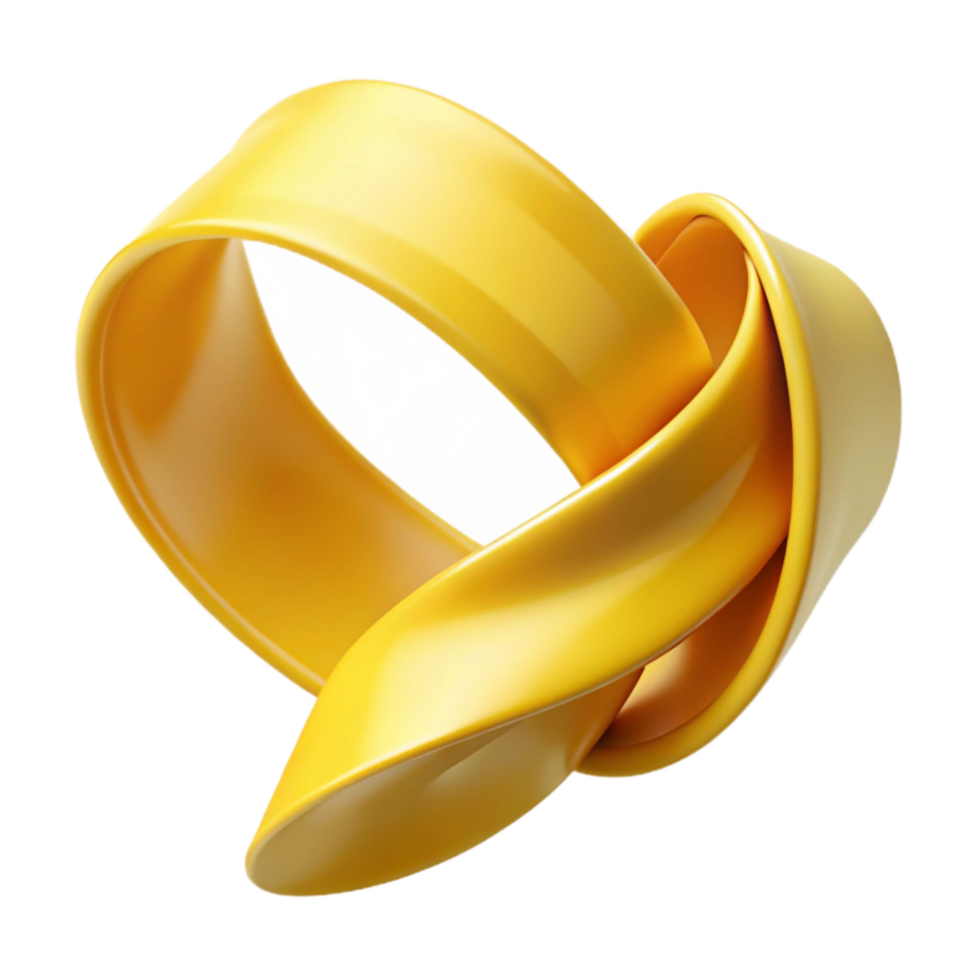 vibrant minimalist Dynamic Ribbon Curl Yellow Transparent Background professional png