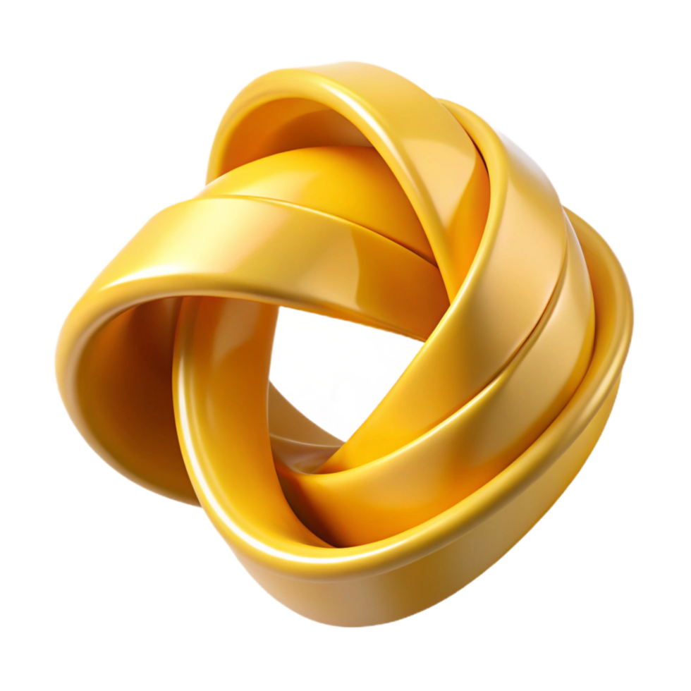elegant classic Dynamic Ribbon Twist Yellow Isolated with Transparent Background high quality png