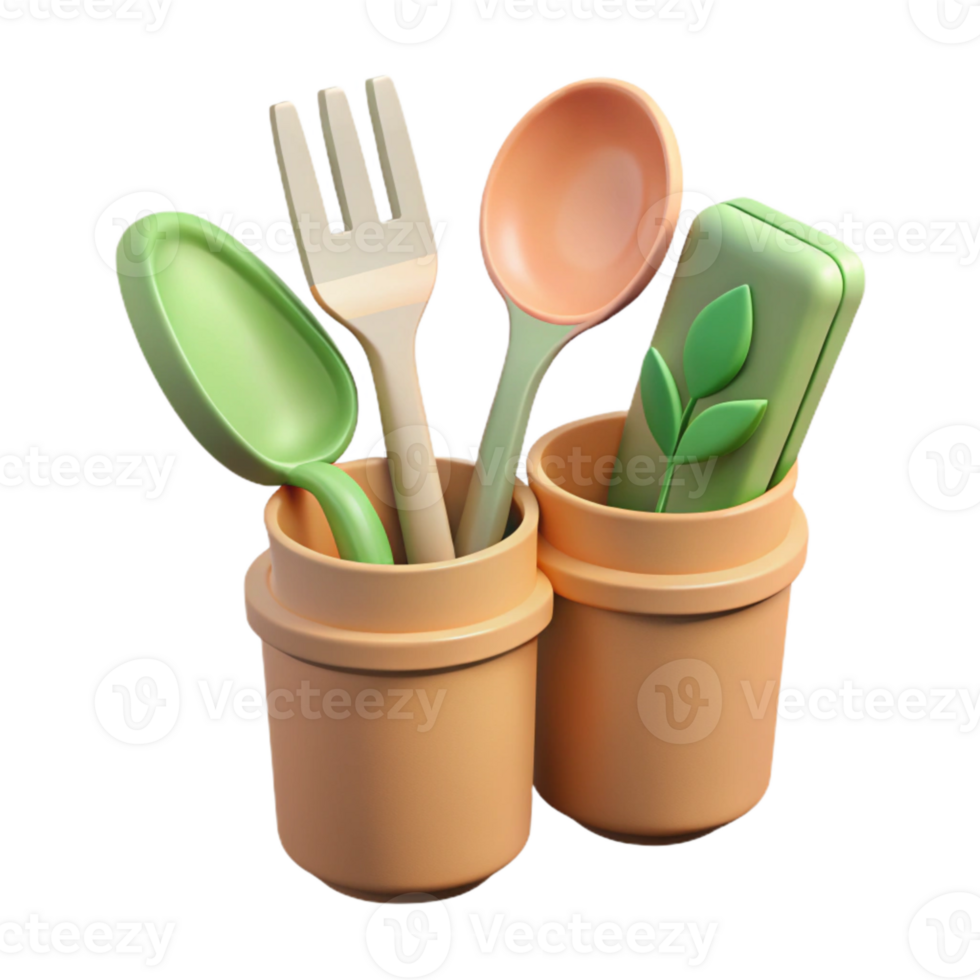 beautiful abstract Eco Friendly Utensil Set Top View Transparent Isolated premium png