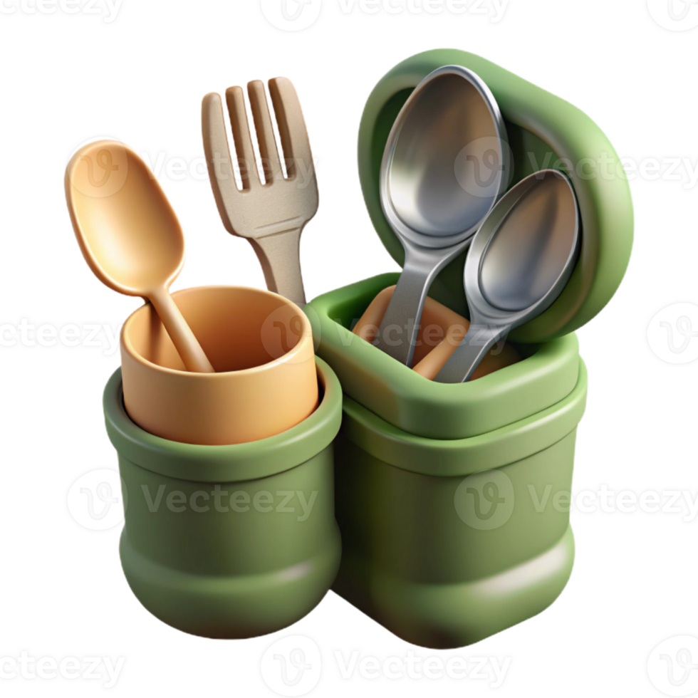 elegant modern Eco Friendly Utensil Set Top View Transparent Isolated genuine png