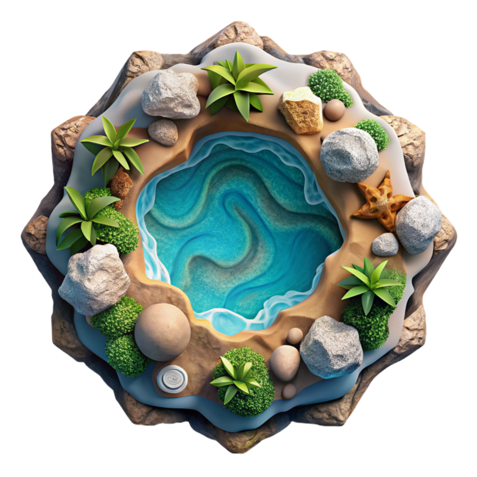 vibrant classic Dynamic Tides Isolated Kaleidoscope Coastline Top View high resolution png