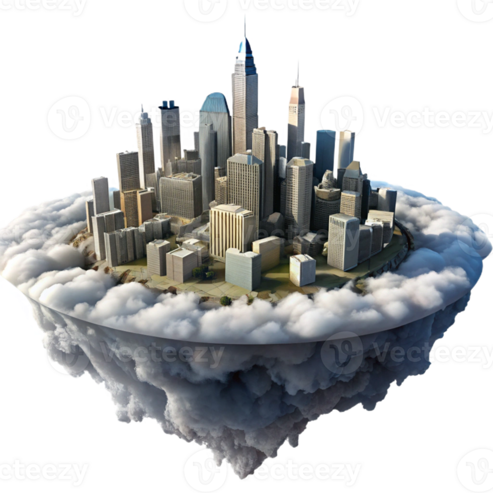 beautiful abstract Eco Friendly Sky City Cutout Green Architecture Transparent Background exclusive png
