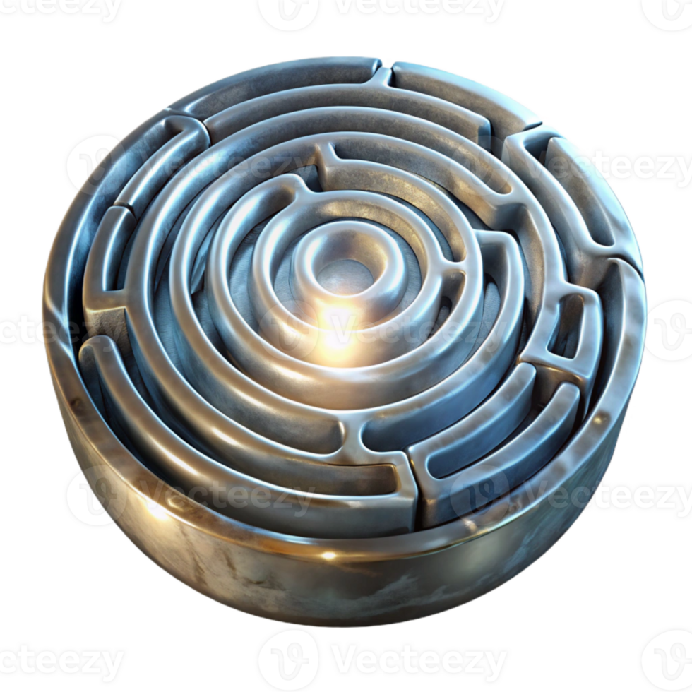 beautiful artistic Elegant Luminari Labyrinth Design Isolated with Silver Glow authentic png